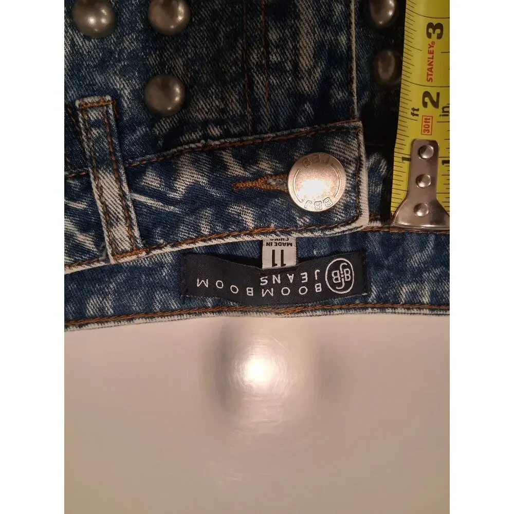 Boom Boom Jeans Studded Denim Shorts Size 11 Junior Acid Wash 100% Cotton...